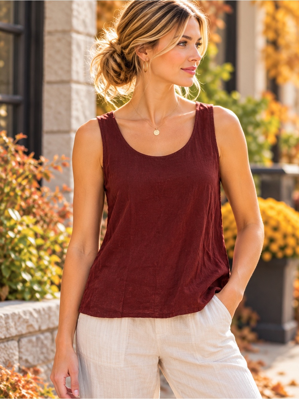 Bodil NWT Burgundy Sleeveless Scoop Neck Tank Top Medium